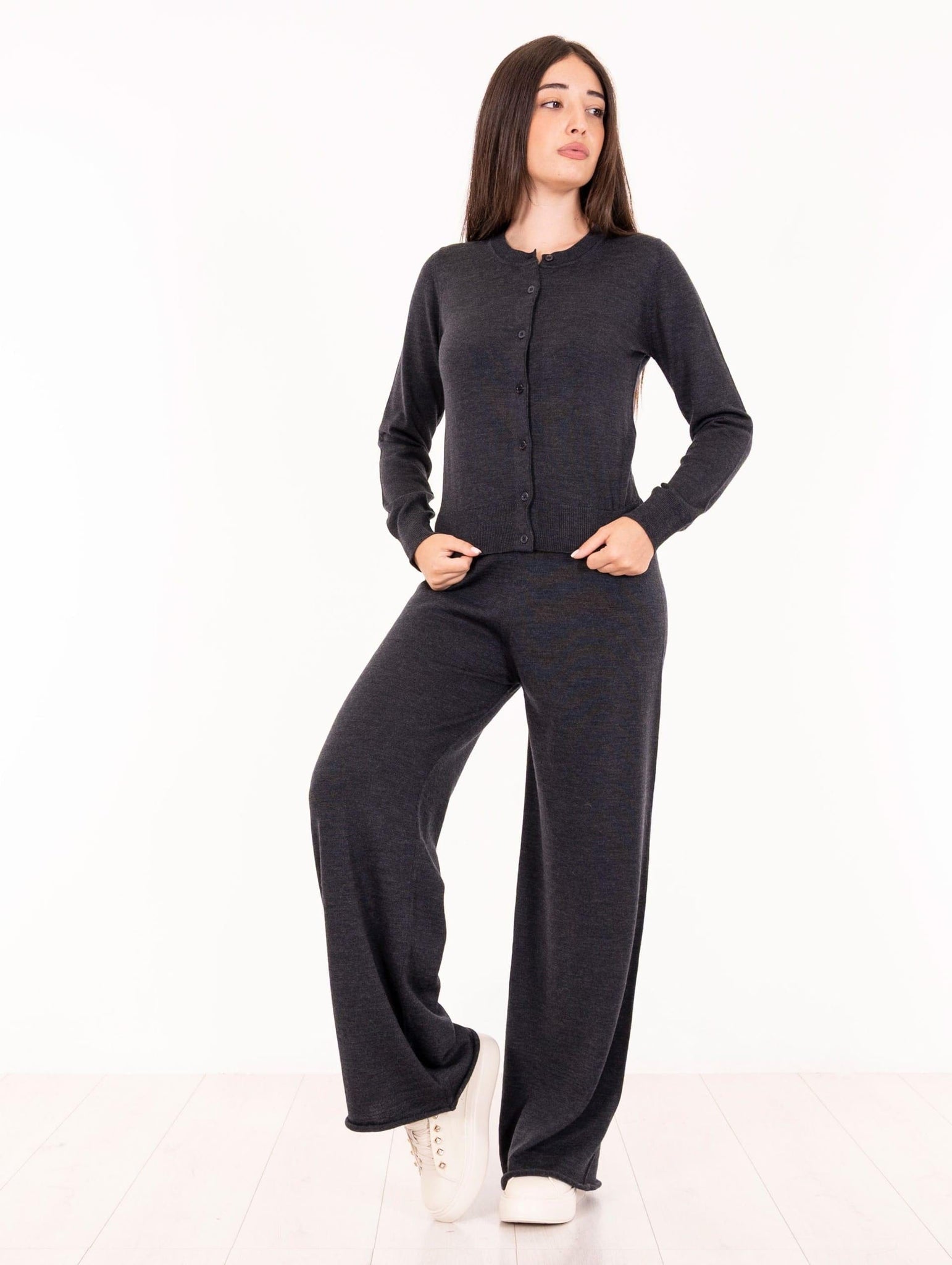 Cardigan Alpha Studio in Lana Merinos Antracite