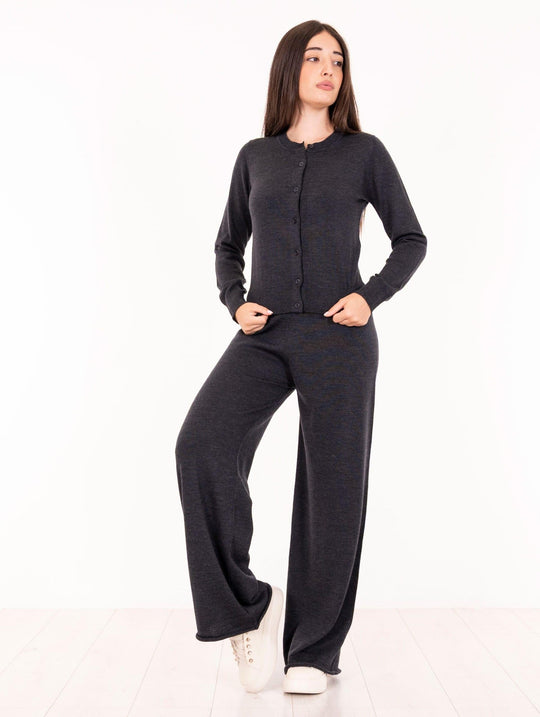 Cardigan Alpha Studio in Merinowolle Anthrazit