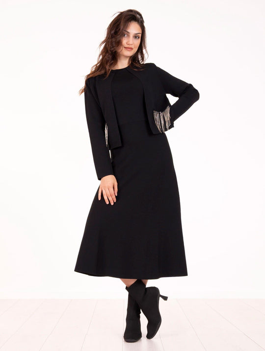 Cardigan con Monile Anna Molinari in Viscosa Nera