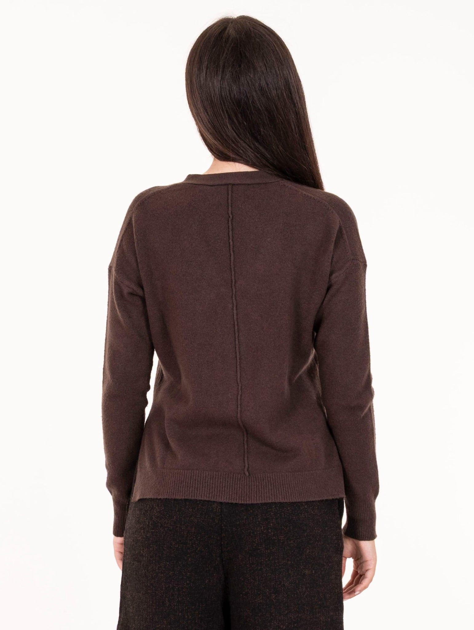 Cardigan Corto White Wise in Lana e Viscosa Testa di Moro