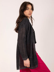 Cardigan Daniele Fiesoli in Cotone Lurex Nero