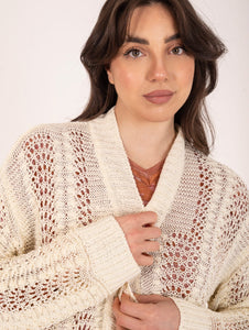 Cardigan Daniele Fiesoli in Misto Lino Panna