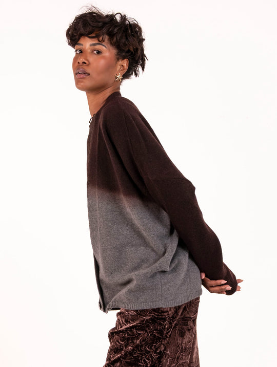Cardigan Degradè Alysi Marrone e Grigio