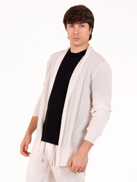 Cardigan Roberto Collina in Cotone Ecrù