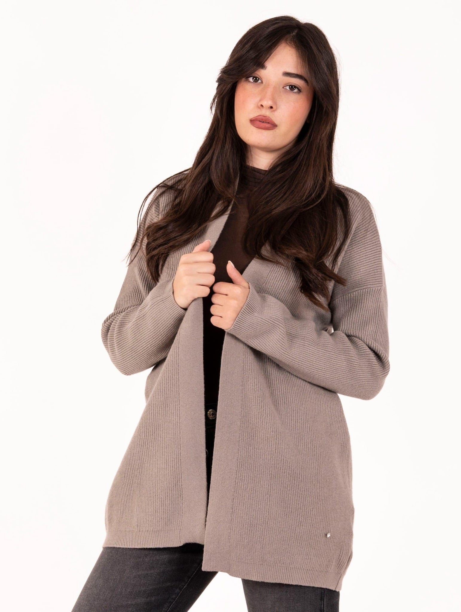 Cardigan White Wise in Misto Viscosa Grigio