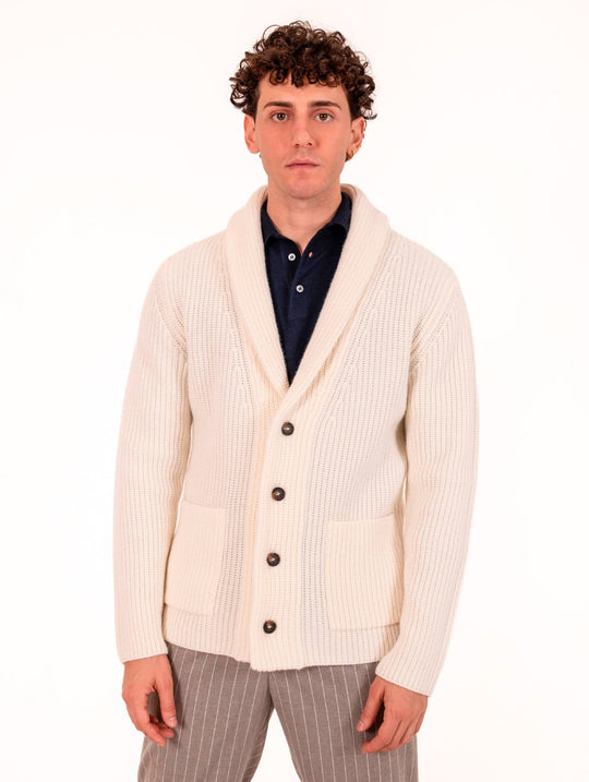 Cardigan Zanieri aus Wolle und Kaschmir Weiß