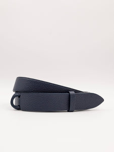 Cintura Orciani Nobuckle in Pelle Martellata Navy