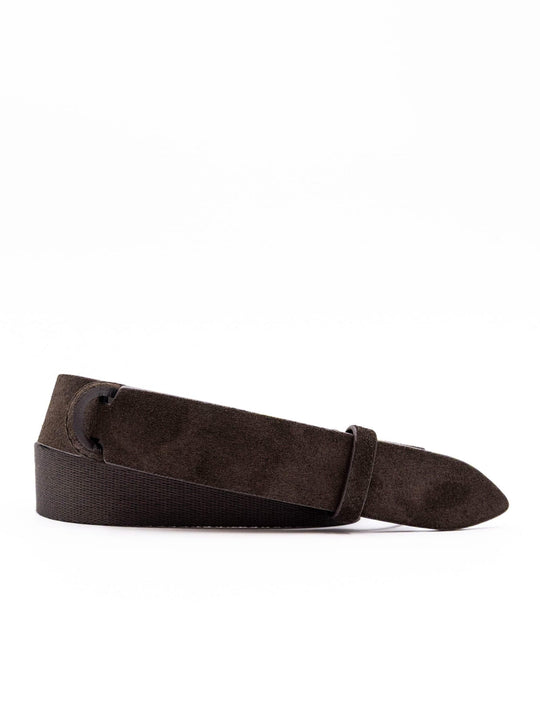 Cintura Orciani Nobuckle in Suede e Tessuto Testa di Moro