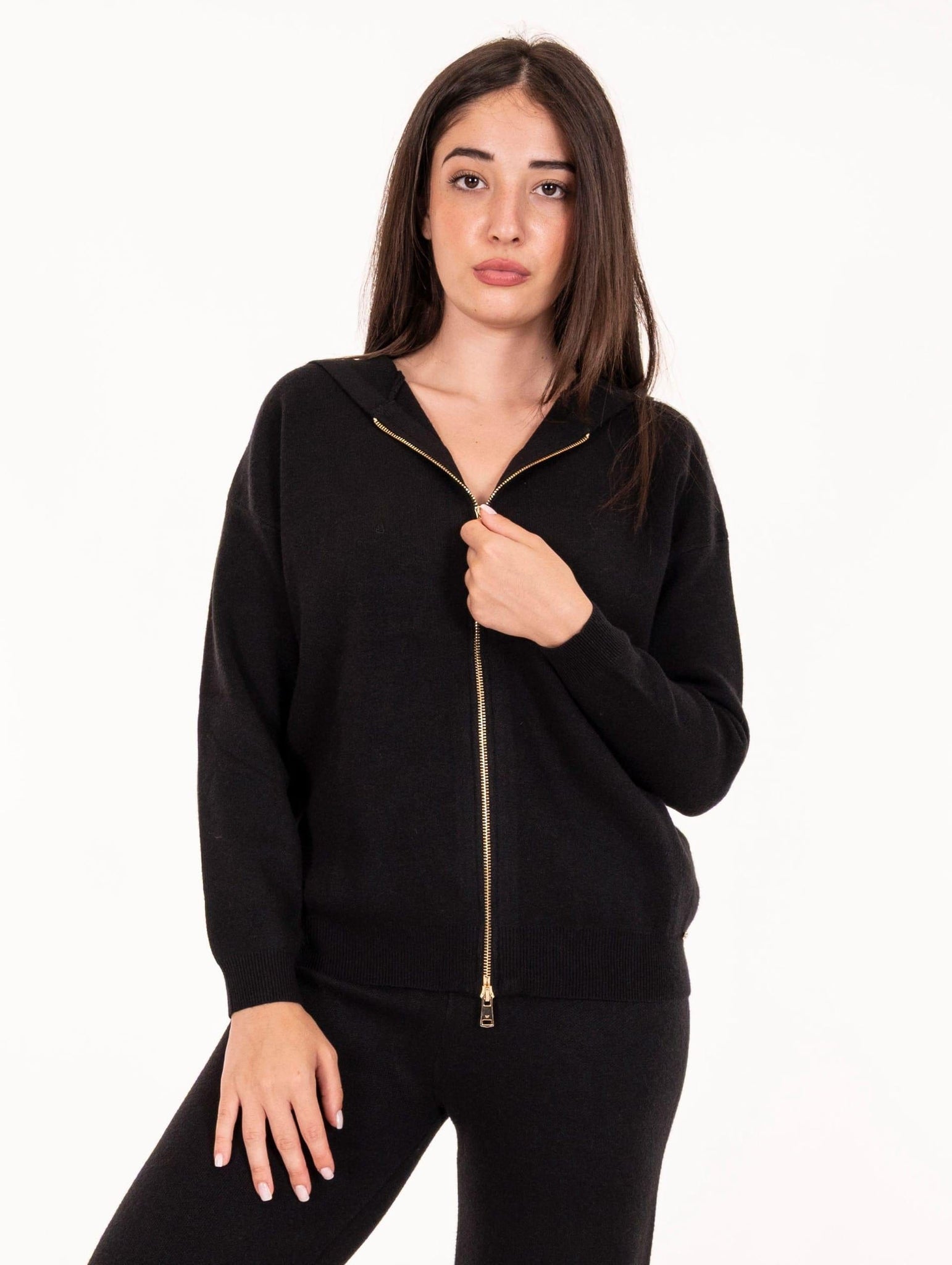 Completo White Wise Felpa e Pantalone in Viscosa Nero