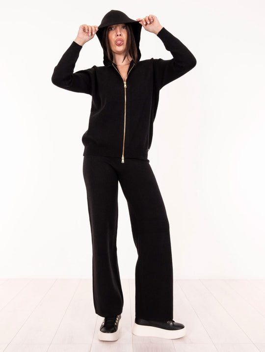 Completo White Wise Felpa e Pantalone in Viscosa Nero