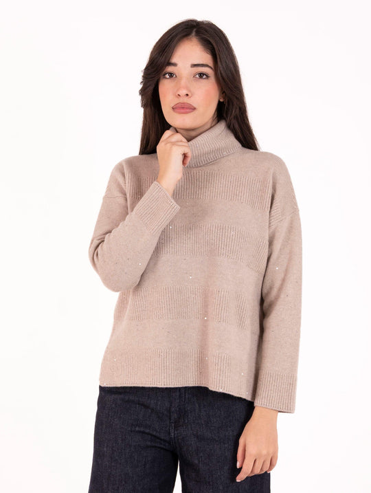 Dolcevita D.Exterior con Cristalli in Cachemire Noce