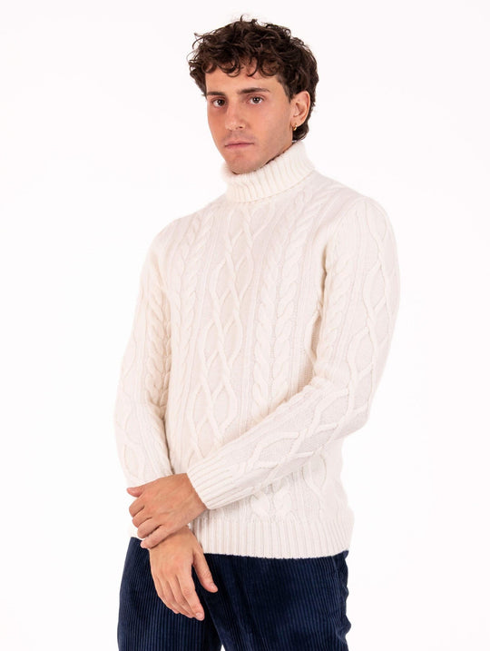Luigi Gentile Turtleneck in White Wool and Cashmere