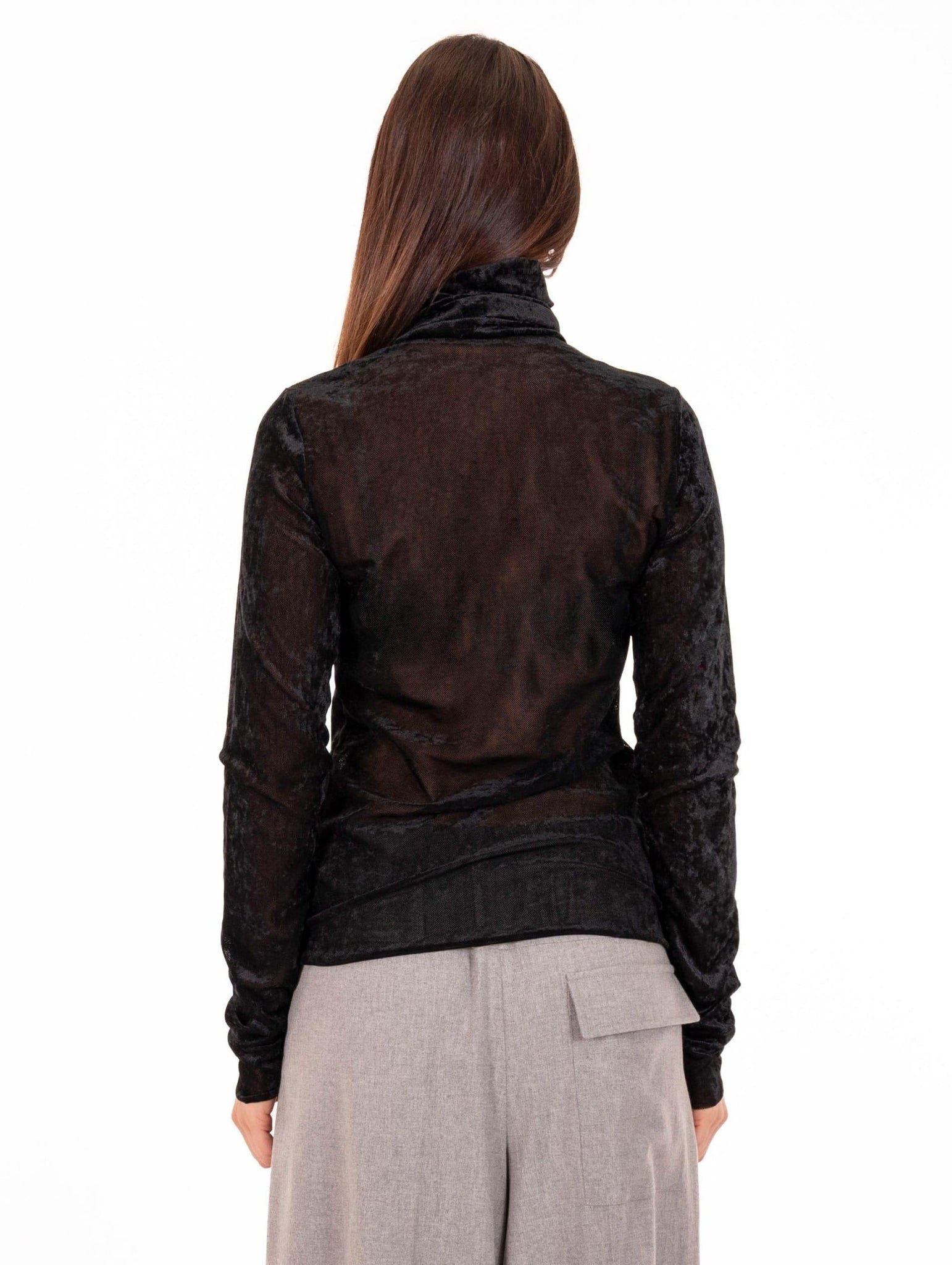 Dolcevita Meimeij in Tulle di Velluto Stretch Nero