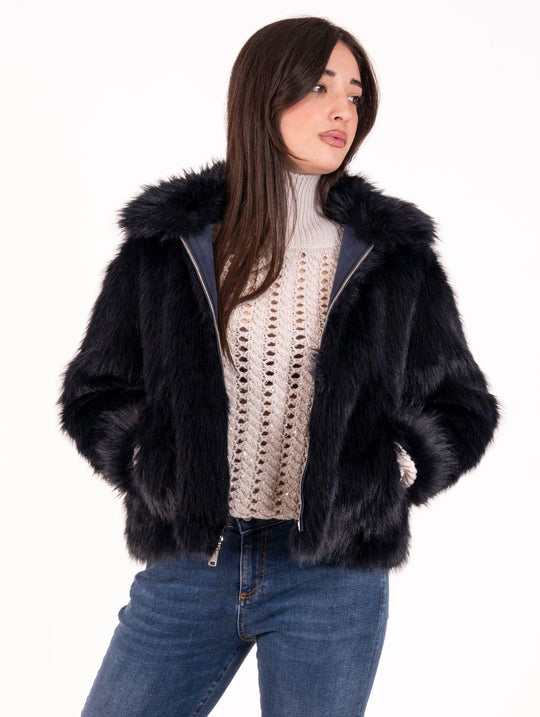 Ecofur Reversibile Leon e Loulou Blu Notte