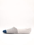 Marcoliani Invisible Touch Cotton No-Show Socks White and Grey Stripes