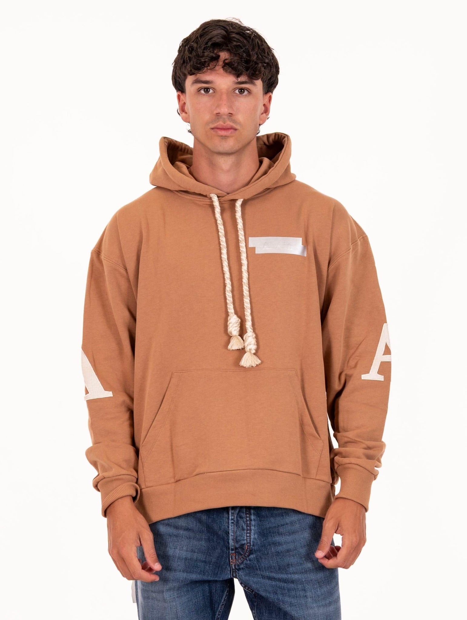 Felpa Ahlw Court Al Ain in Cotone e Cashmere Cammello