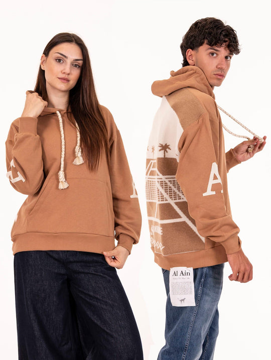 Felpa Ahlw Court Al Ain in Cotone e Cashmere Cammello