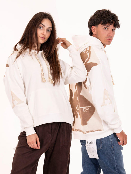 Felpa Ahlw Vase Al Ain in Cotone e Cashmere Crema