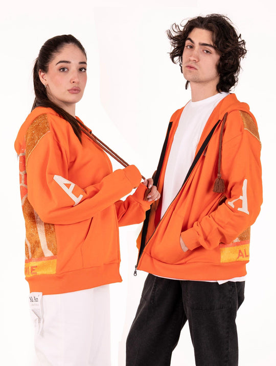 Felpa Ahzx Giraffes Al Ain In Cotone Arancio e Caramello