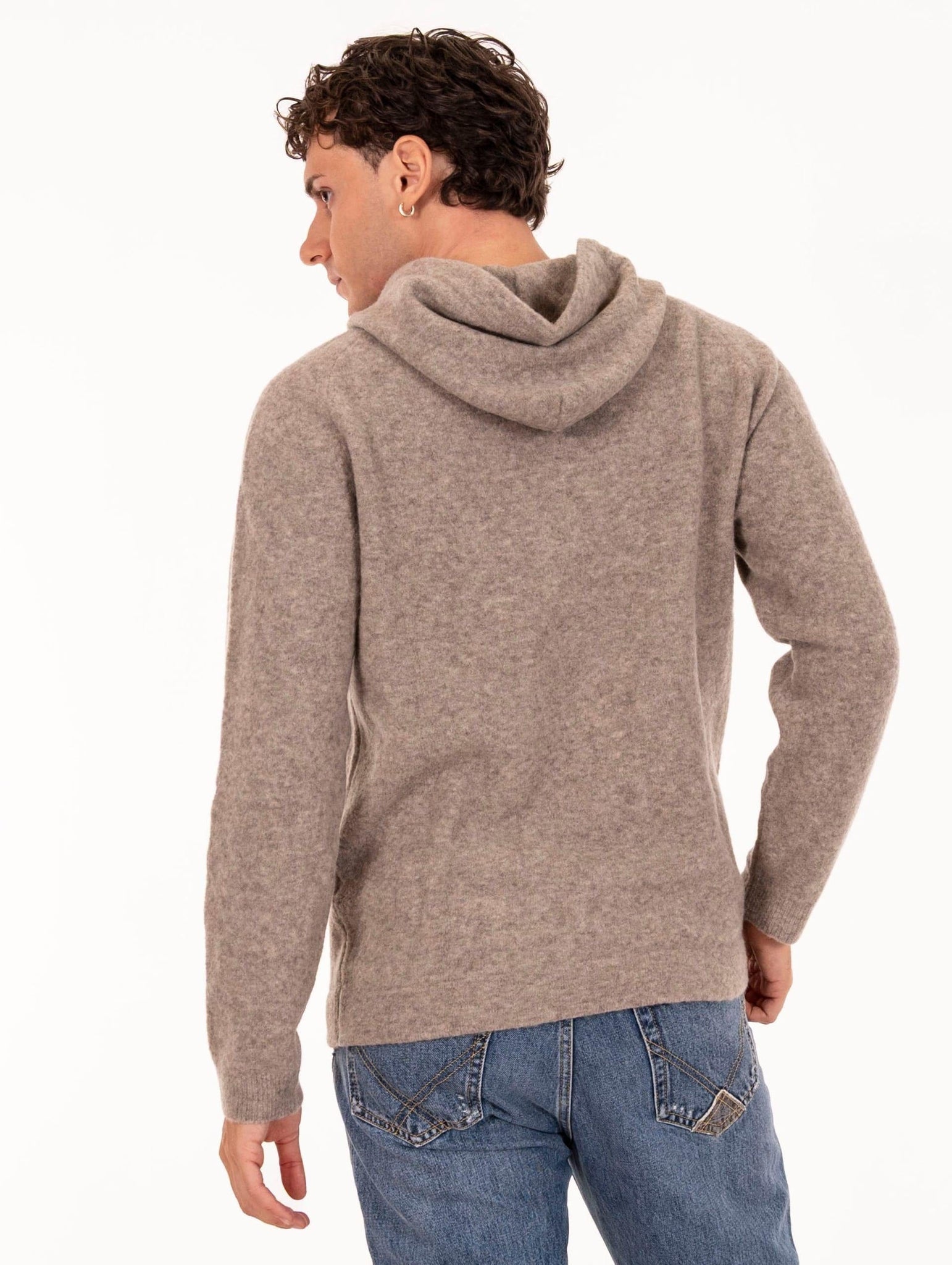 Felpa con Cappuccio Daniele Fiesoli in Lana Merino Polvere