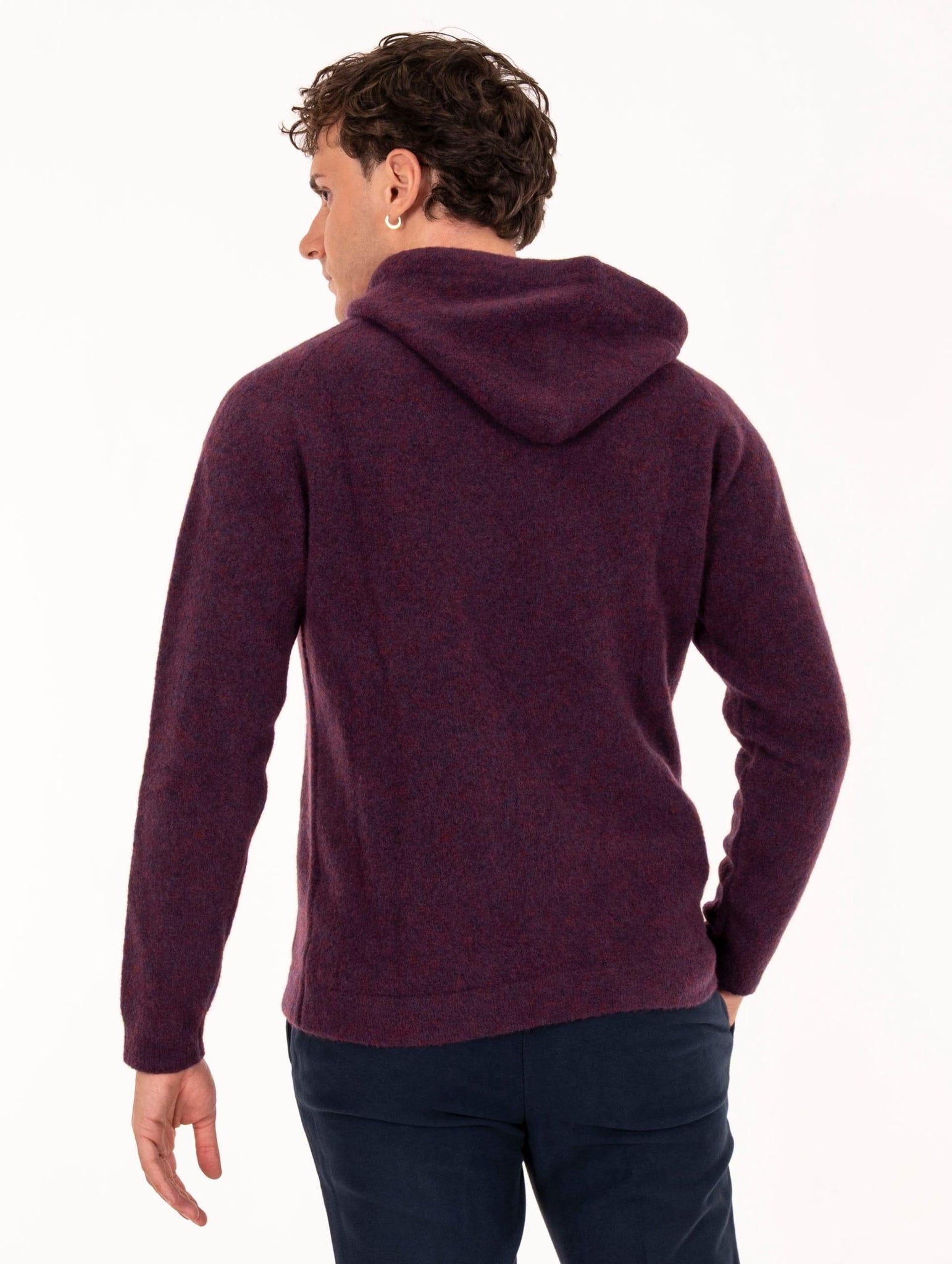 Felpa con Cappuccio Daniele Fiesoli in Lana Merino Vino