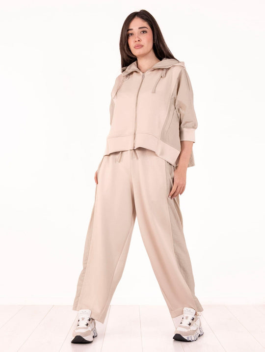 Felpa Zip Meimeij Bimaterial Mandorla