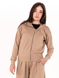 Felpa Zip White Wise in Modal Beige