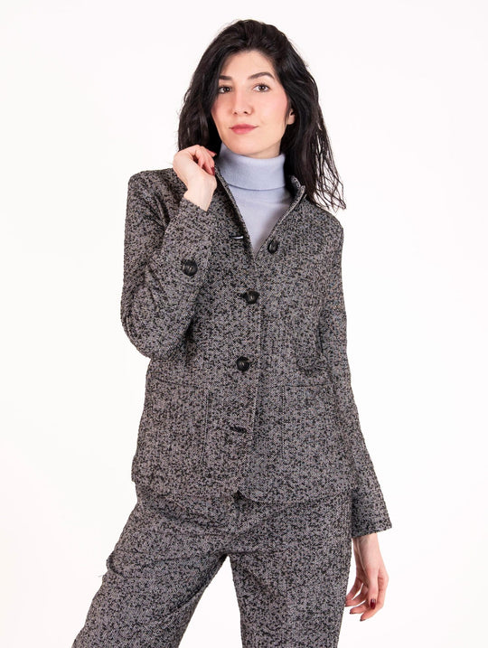 Giacca Alessia Santi in Cotone Chevron Bianco e Nero