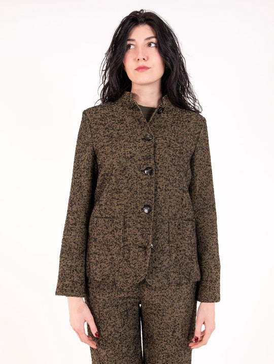 Giacca Alessia Santi in Cotone Chevron Nero e Verde