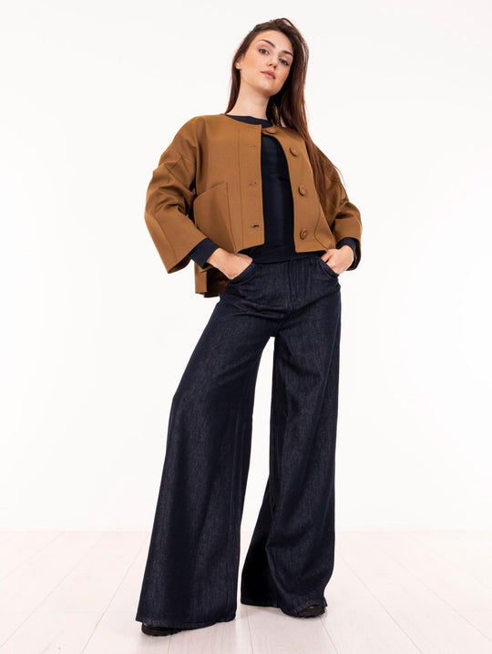 Meimeij Boxy Jacket in Jersey Sigaro