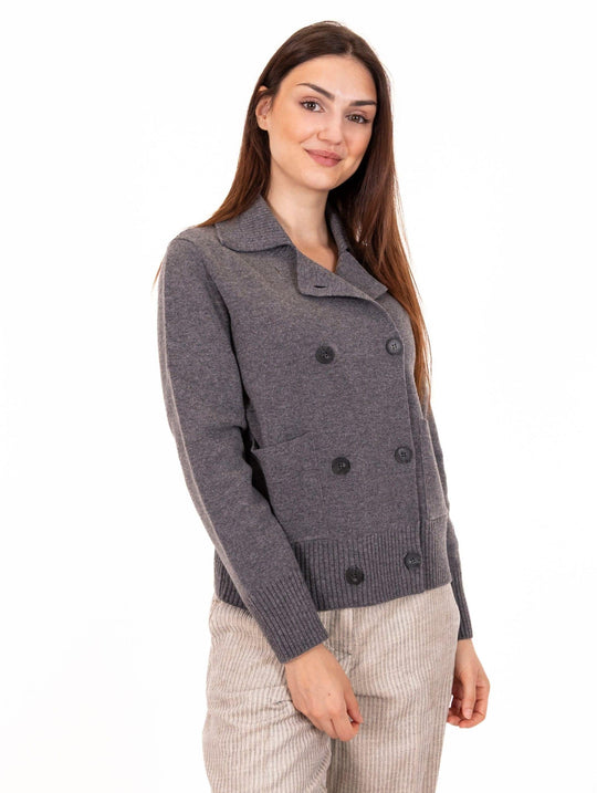 Zweireihige Jacke Alpha Studio aus reiner Wolle Anthrazit