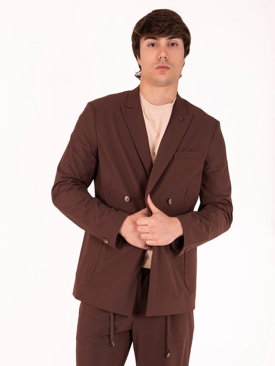 Giacca Doppiopetto Distretto 12 in Tessuto Tecnico Active Corteccia