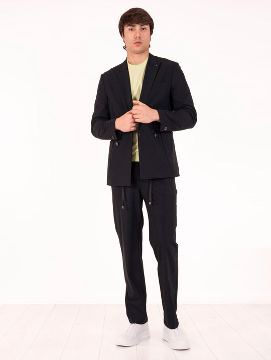 Giacca Doppiopetto Distretto 12 in Tessuto Tecnico Active Nero