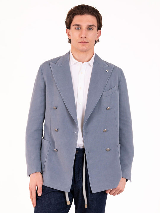 Giacca Doppiopetto L.B.M. 1911 in Cotone e Ramiè Carta da Zucchero