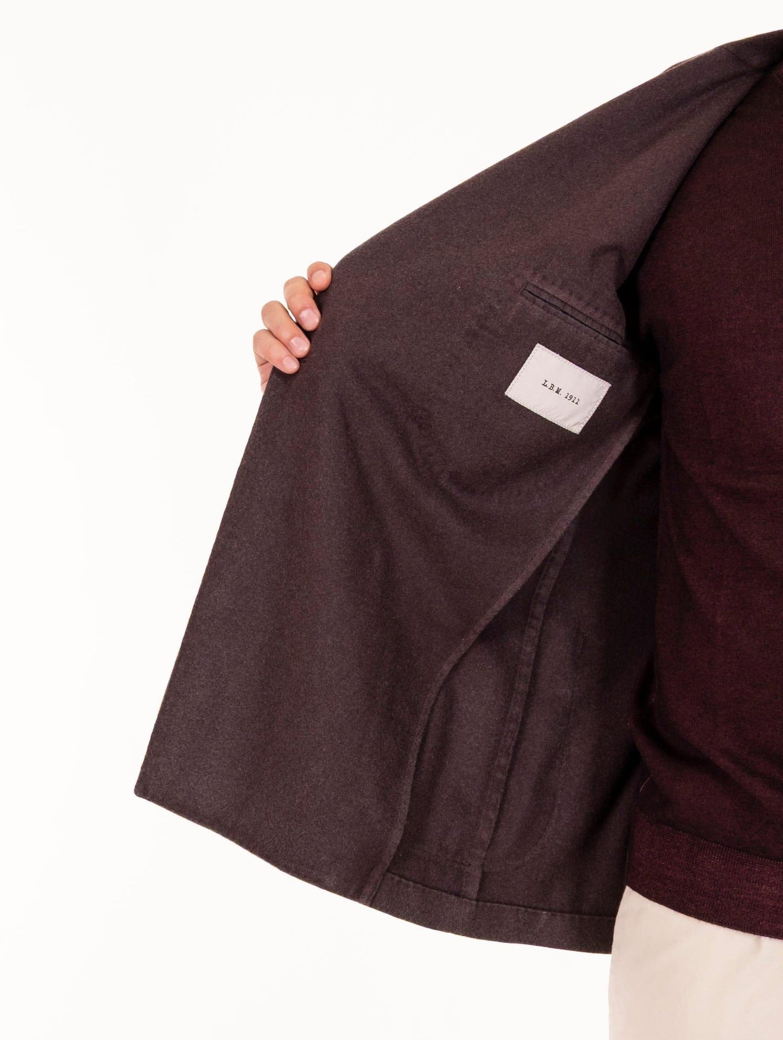 Giacca Doppiopetto L.B.M. 1911 in Lana Vergine e Cashmere Prugna