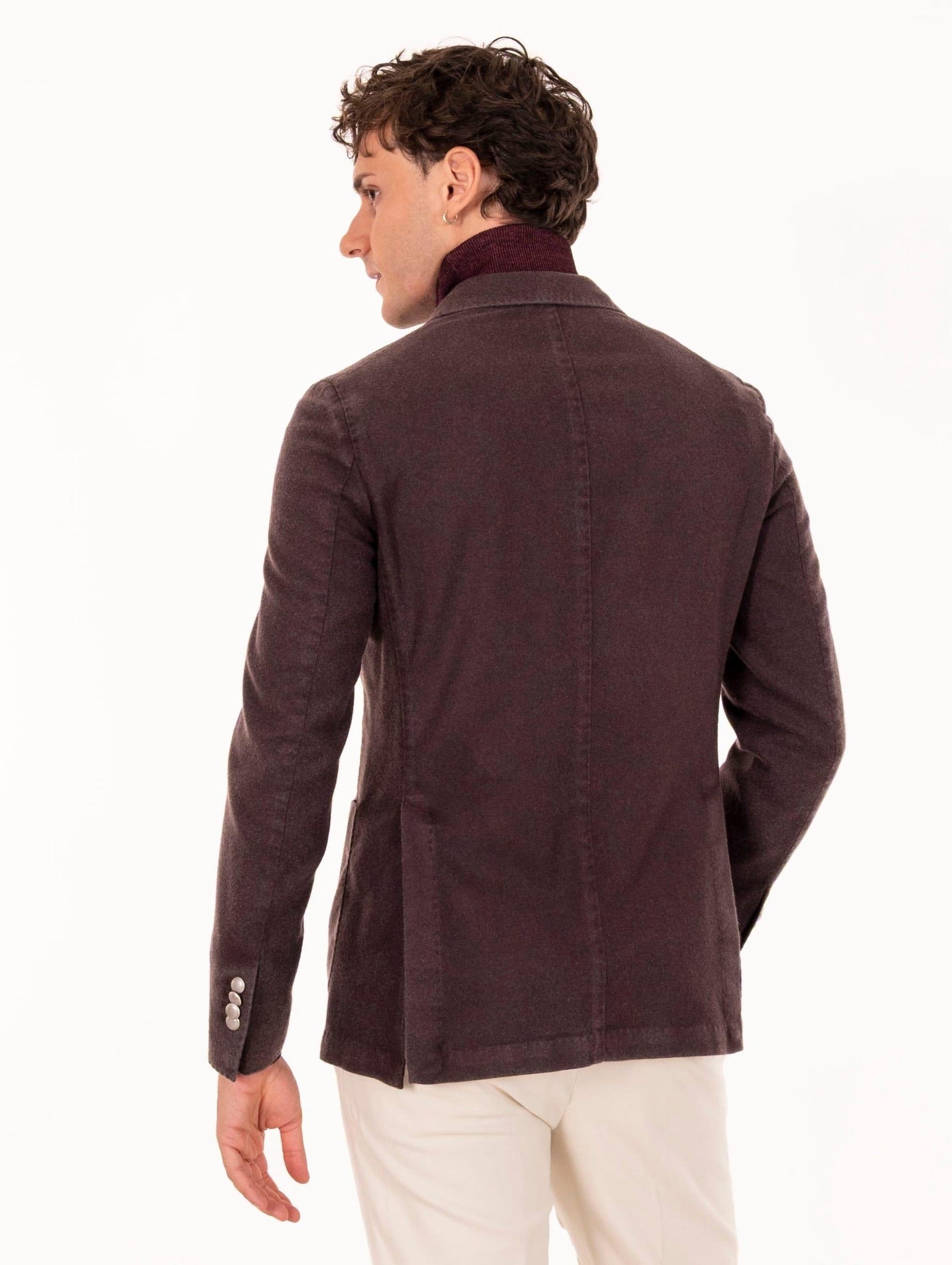 Giacca Doppiopetto L.B.M. 1911 in Lana Vergine e Cashmere Prugna