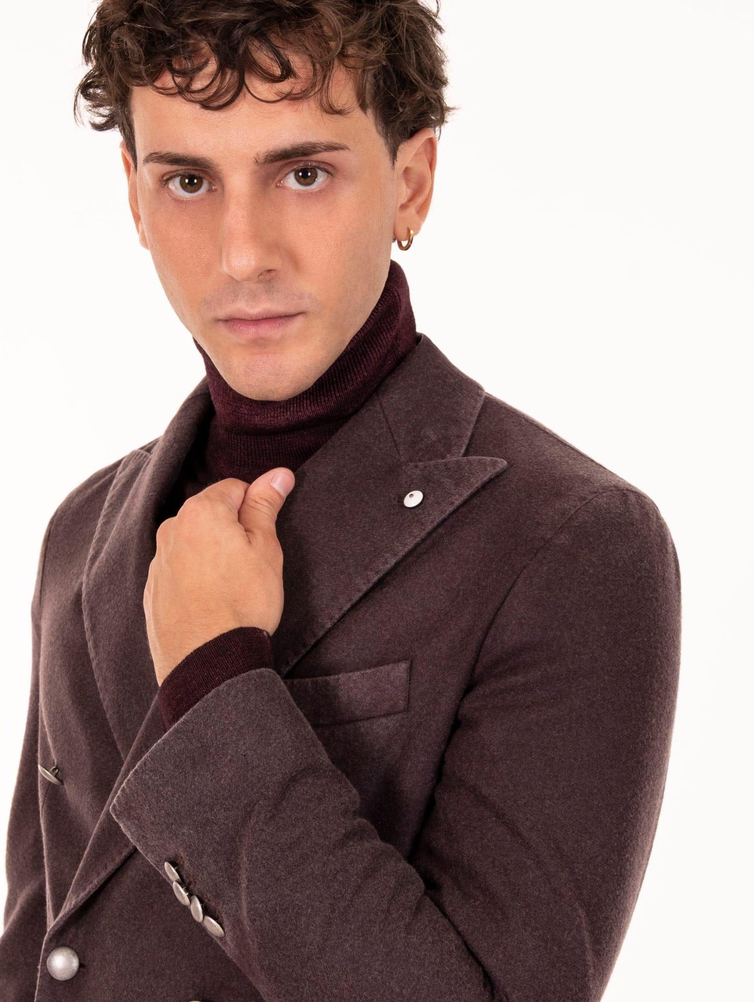 Giacca Doppiopetto L.B.M. 1911 in Lana Vergine e Cashmere Prugna