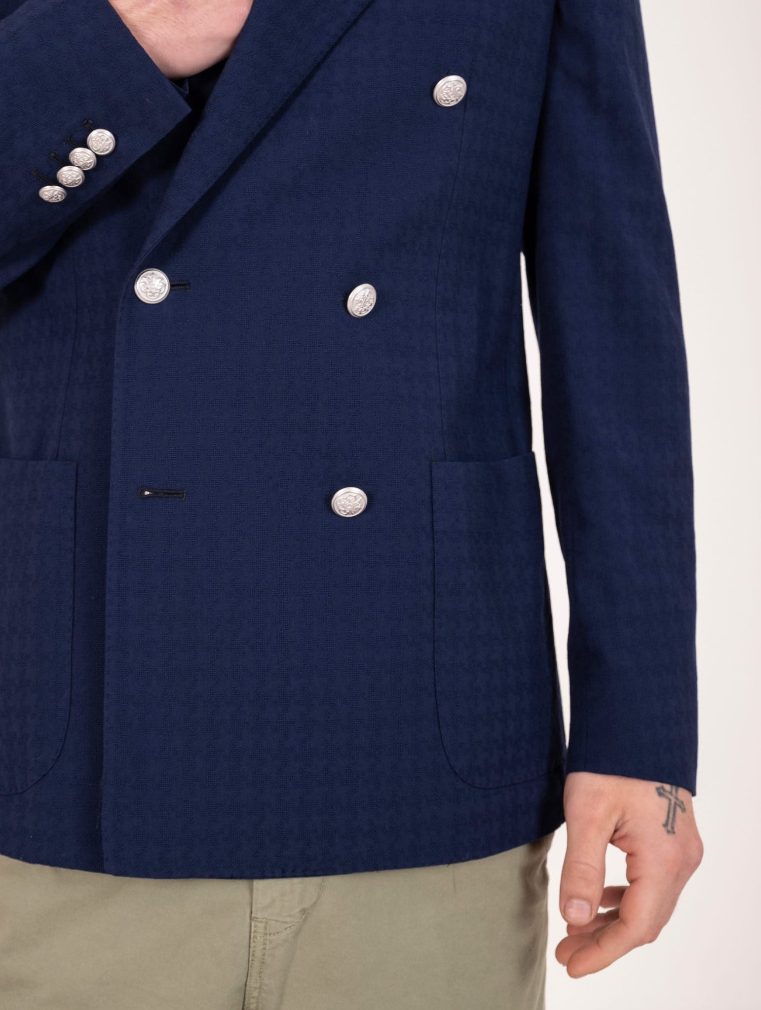 Giacca Doppiopetto Sartoriale Four Stroke in Lana Vergine Navy