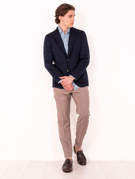 Giacca Eleventy Milano Platinum in Lana Merino Super 150's Loro Piana Blu