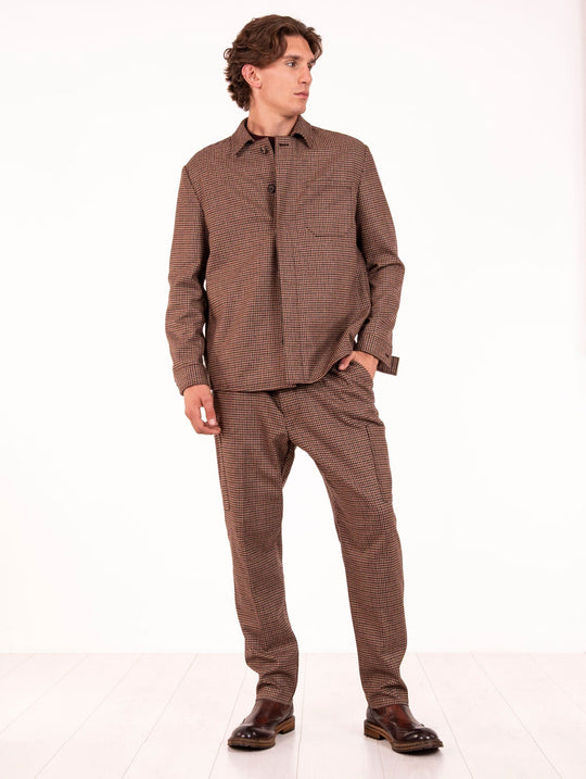 Giacca Eleventy Milano Platinum in Lana Pied de Poule Bordeaux e Nero