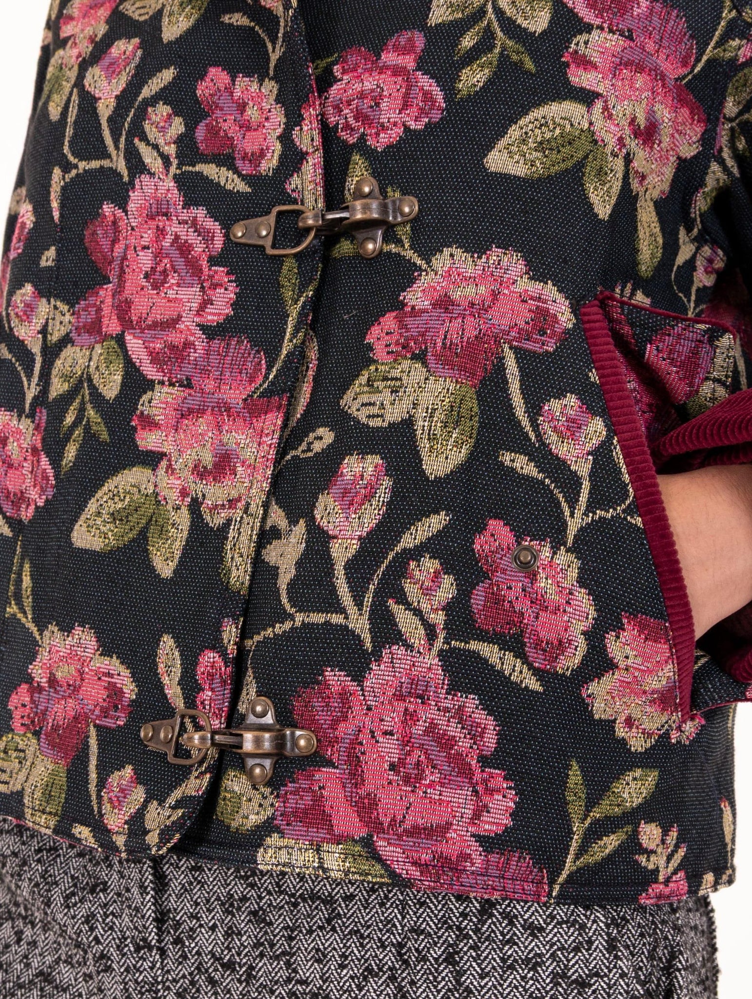 Giacca Front Street Flower e Velluto Nero e Bordeaux
