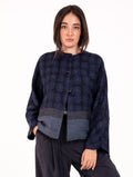Giacca Geometrica Alessia Santi in Lana e Alpaca Blu
