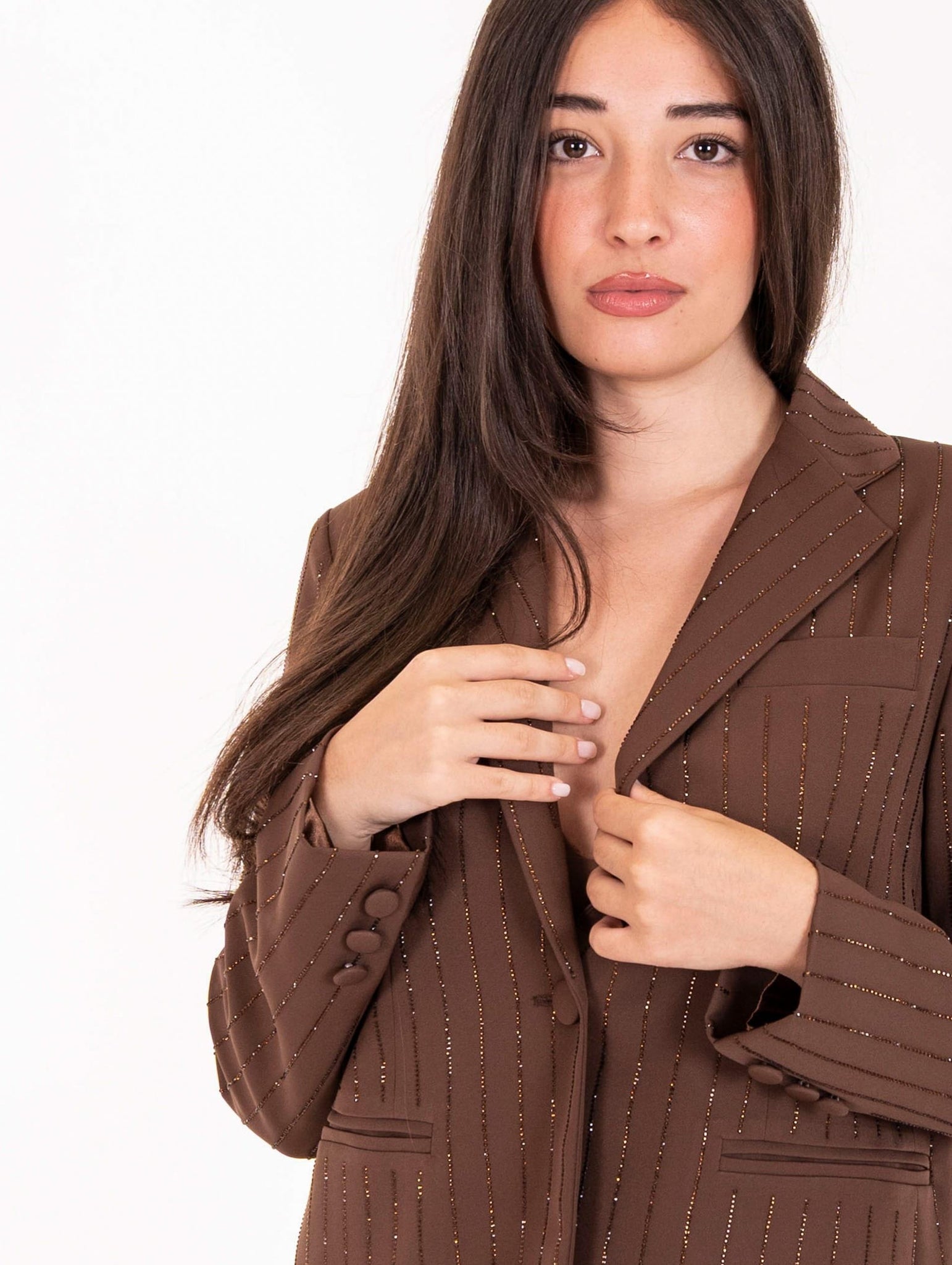 Giacca Gessata Diamanti Nosecrets Cioccolato