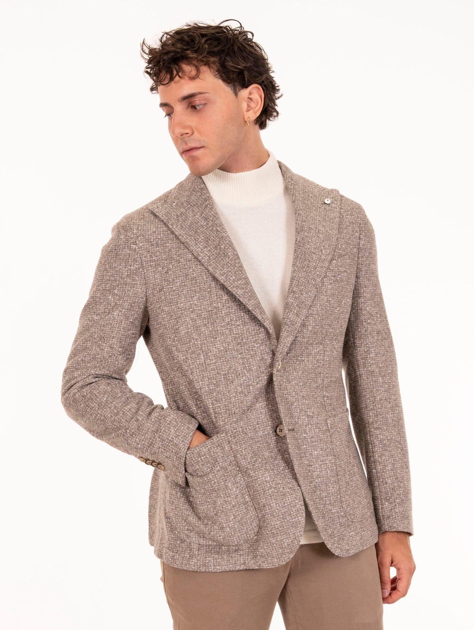 Giacca L.B.M. 1911 in Jersey e Lana Vergine Beige