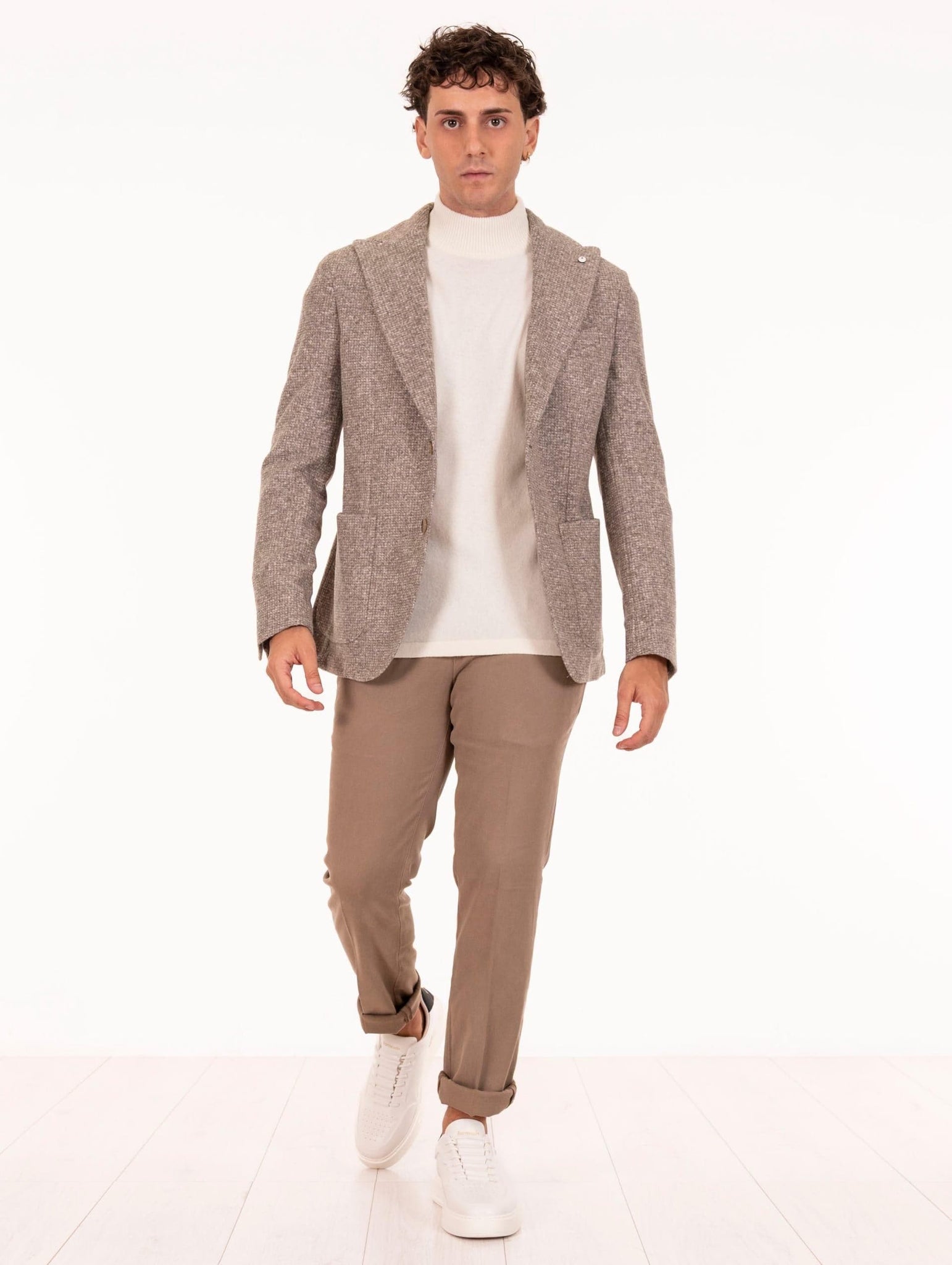 Giacca L.B.M. 1911 in Jersey e Lana Vergine Beige