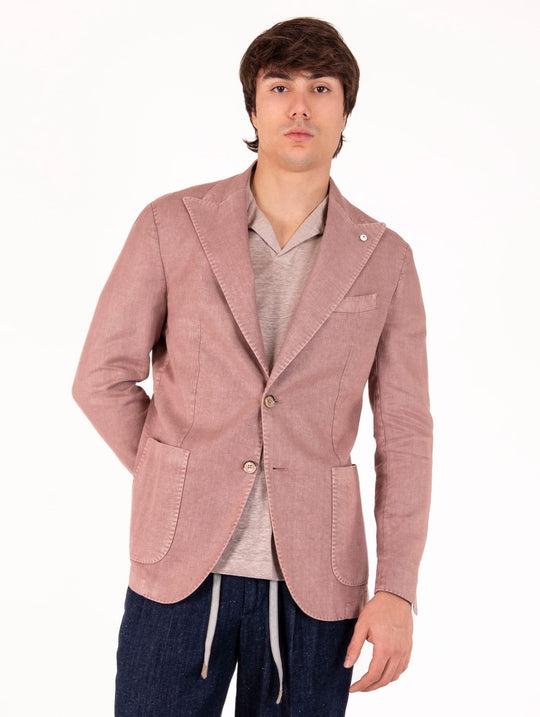 L.B.M. 1911 Jacket in Blush Herringbone Linen and Cotton