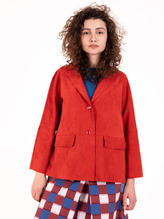 Giacca Lara The Jack Leather in Suede Corallo