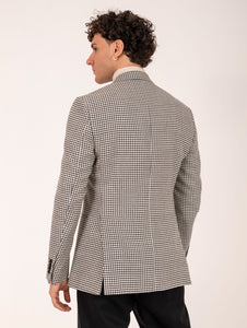 Giacca Lardini Feeling in Lambswool Fantasia Quadri Bianco e Nero