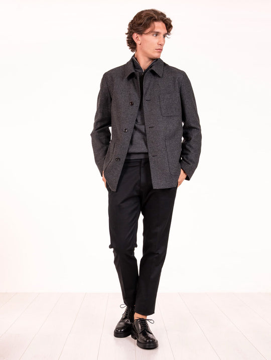 Giacca Lardini in Lana Vergine e Cashemere Check Grigio