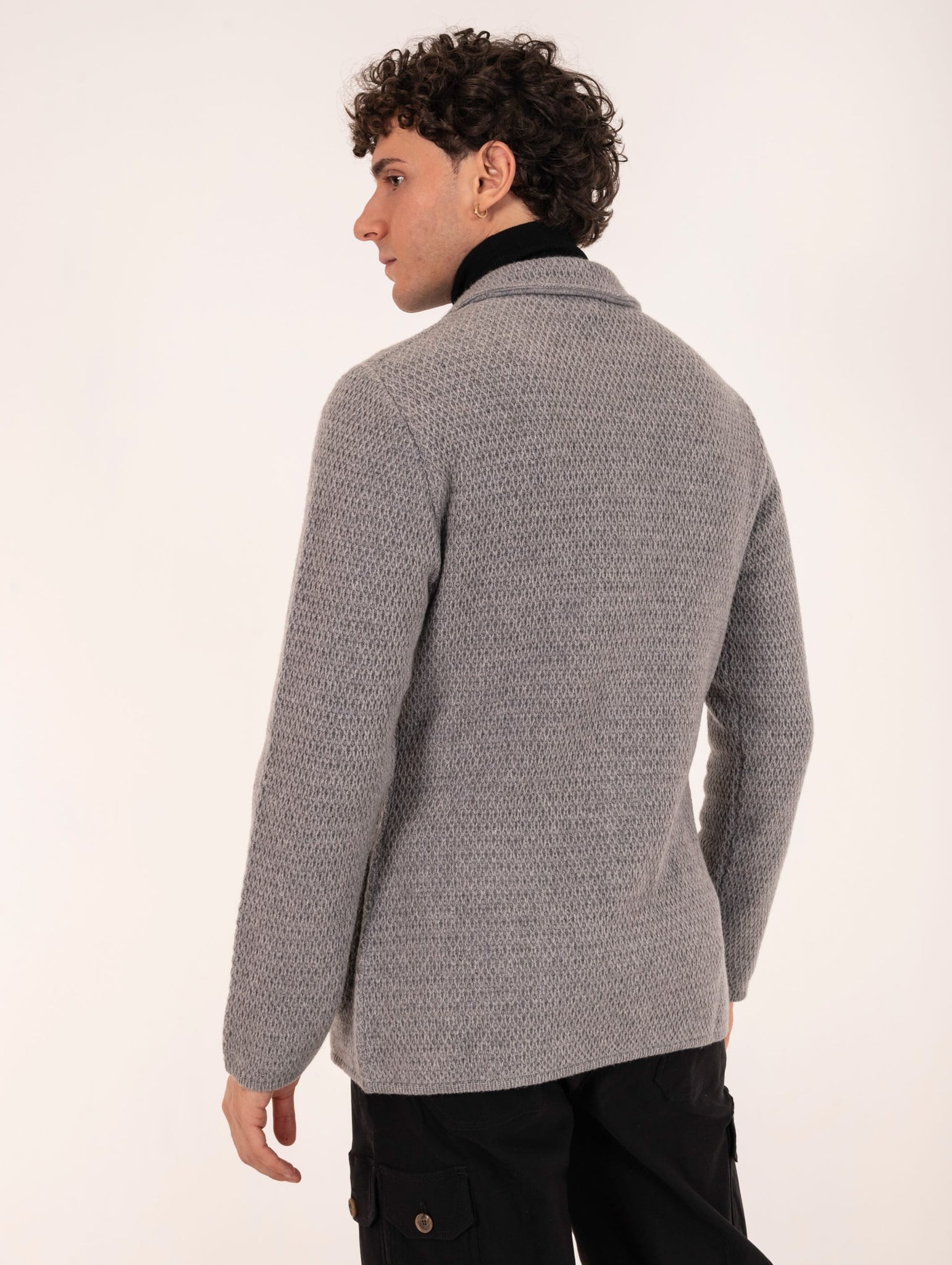 Giacca Lardini in Maglia di Puro Cashmere Grigio